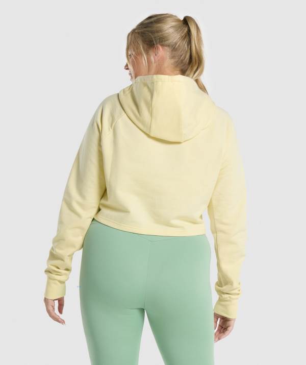 Damske Mikiny S Kapucňou Gymshark Training Cropped Svetlo Žlté | JO2839751